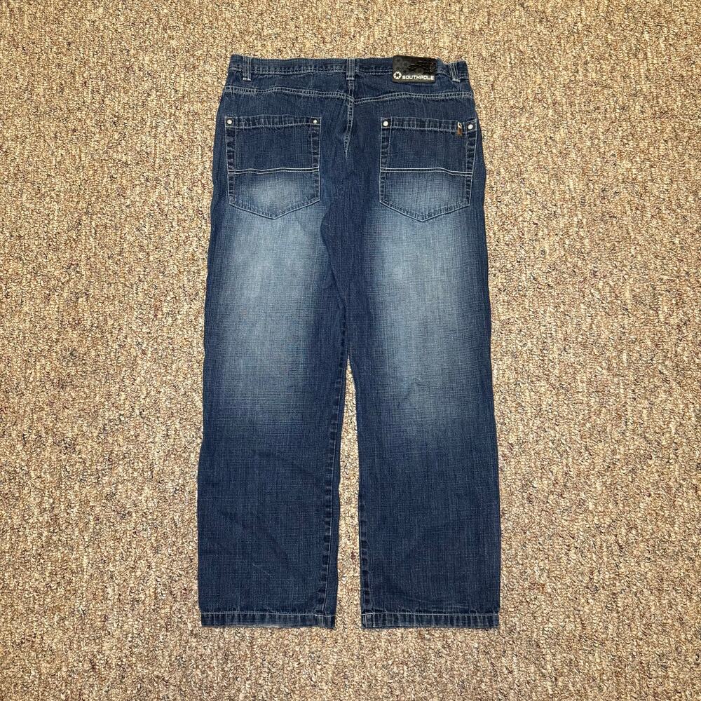 Vintage Southpole Jeans Baggy Size 40x31 Skater Y2K Faded Blue Brown Tab 4180
